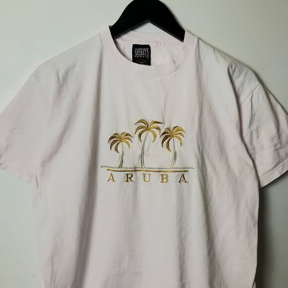 90s Vintage Aruba Destination T Shirt Adult White Small S Tee - Picture 12 of 14